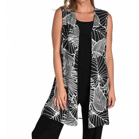 NEW FRANK LYMAN printed woven vest in black/beige
